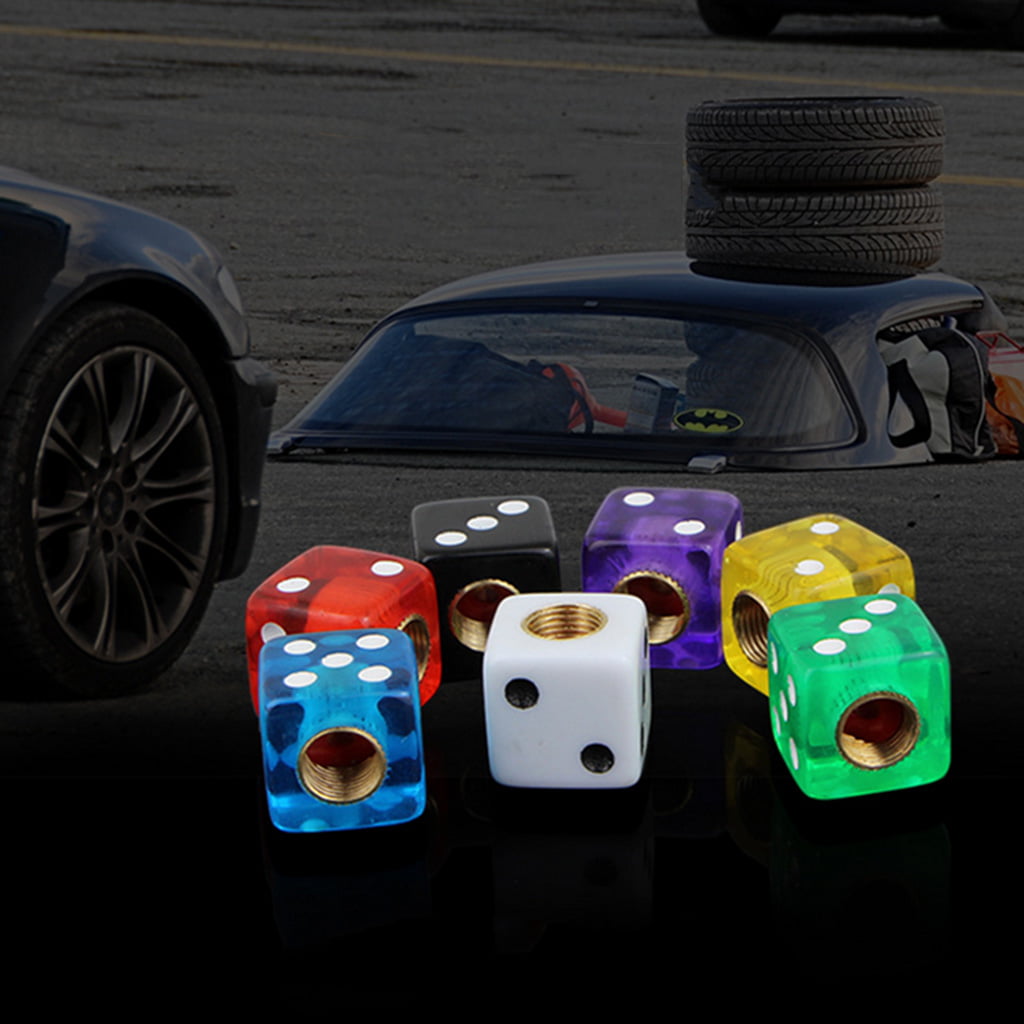 4pcs Dice Shape Car Truck Wheel Tire Air Valve Stem Cover Dust Cap