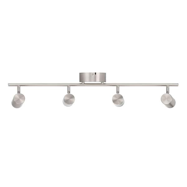 2.5 ft. 4-Light Brushed Nickel Integrated LED Fixed Track Lighting Kit