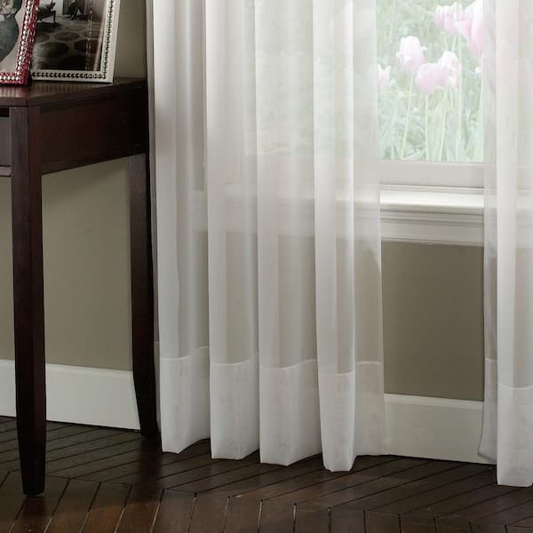 Soho Voile Winter Whiter 59 in. W x 95 in. L Rod Pocket Curtain Panel