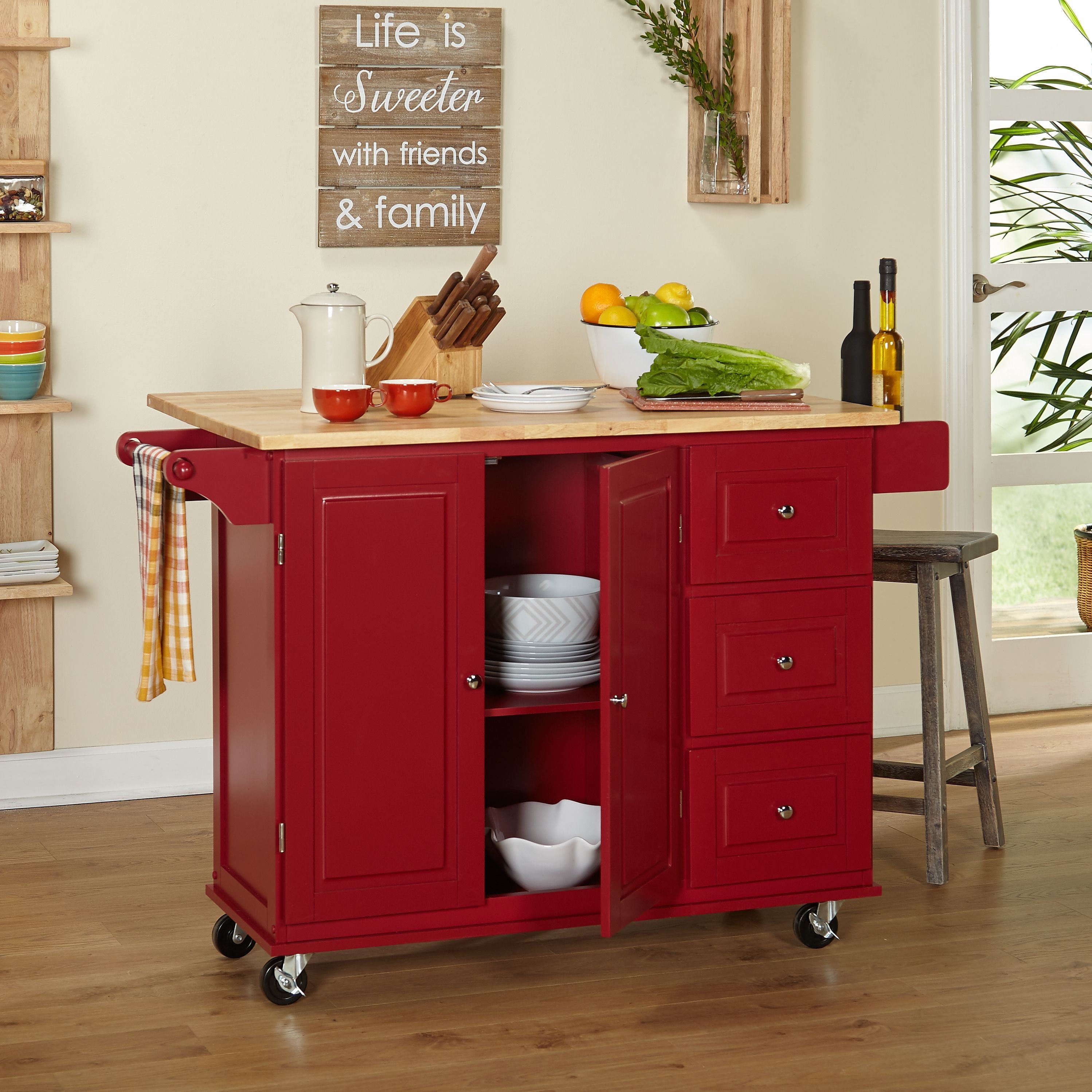 Thatcher Kitchen Cart, Red