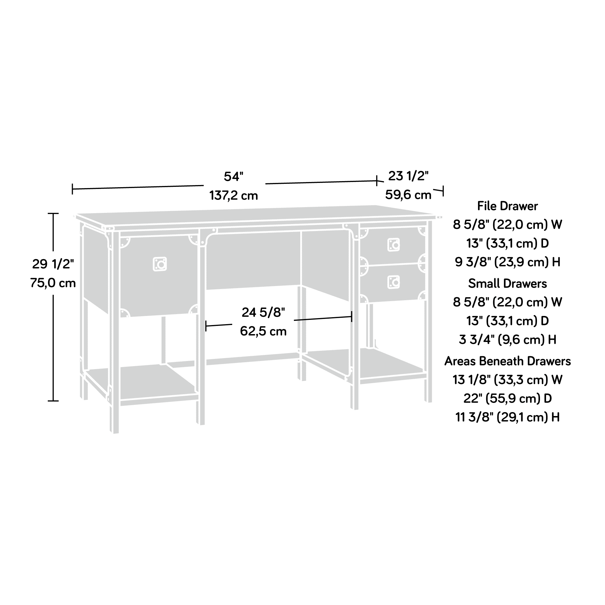 Sauder Steel River Small Computer Desk, Carbon Oak Finish
