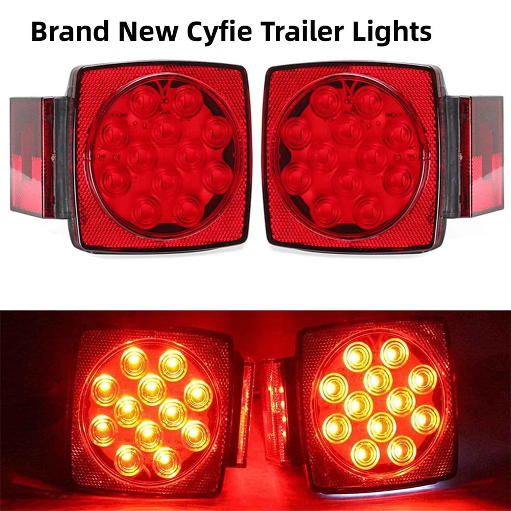 Trailer Lights Kit LED Night 12V Dot Certified Waterproof Tail Light Set Red Universal Cyfie