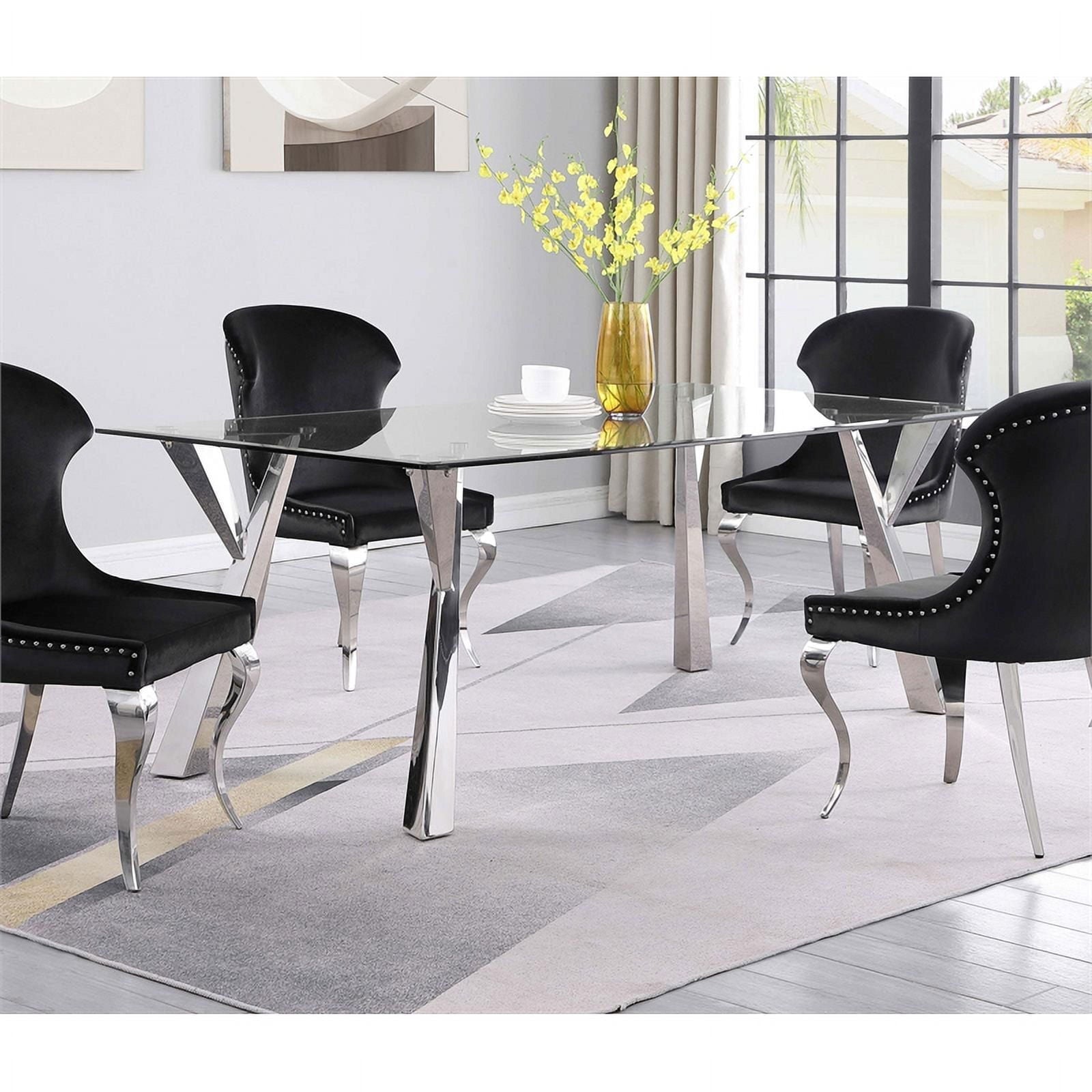 Alaia Rectangular Glass Top Dining Table Clear and Chrome