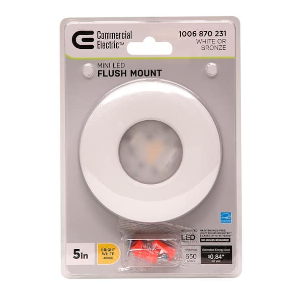 5 in. Mini Closet Light LED Flush Mount with White and Bronze Trims fits 3.5 in. 4 in. Junction Boxes 7-Watt (12-Pack)