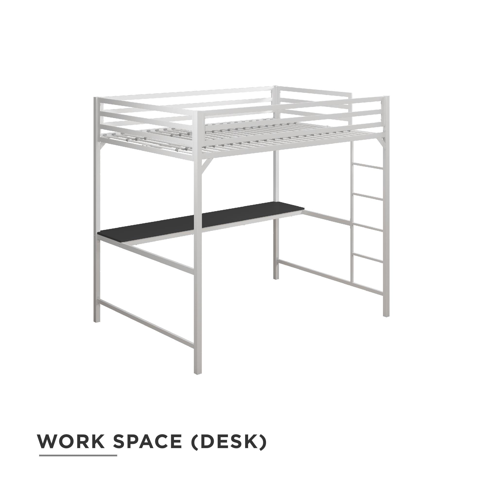 DHP Miles Metal Full Loft Bed with Desk, White