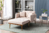 Chaise Lounge Chair with 2 Pillows,  Modern Tufted Lounge Sofa Chair with Adjustable Backrest and Rose Golden Metal Legs, Convertible Sleeper Chair for Living Room Bedroom, Pink