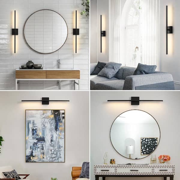 30 in. 2-light Black LED Vanity Light Bar 18-Watt Rotatable Bathroom Light Fixture Dimmable Sconces Wall Lighting