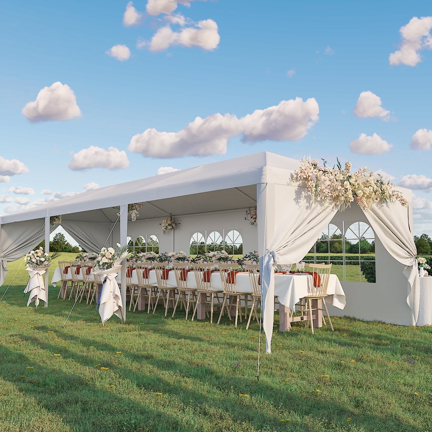 Lacoo 10' x 30' Outdoor Gazebo Wedding Party Tent Patio Canopy Camping Shelter Pavilion w/Removable Sidewalls Carport Cater BBQ Events