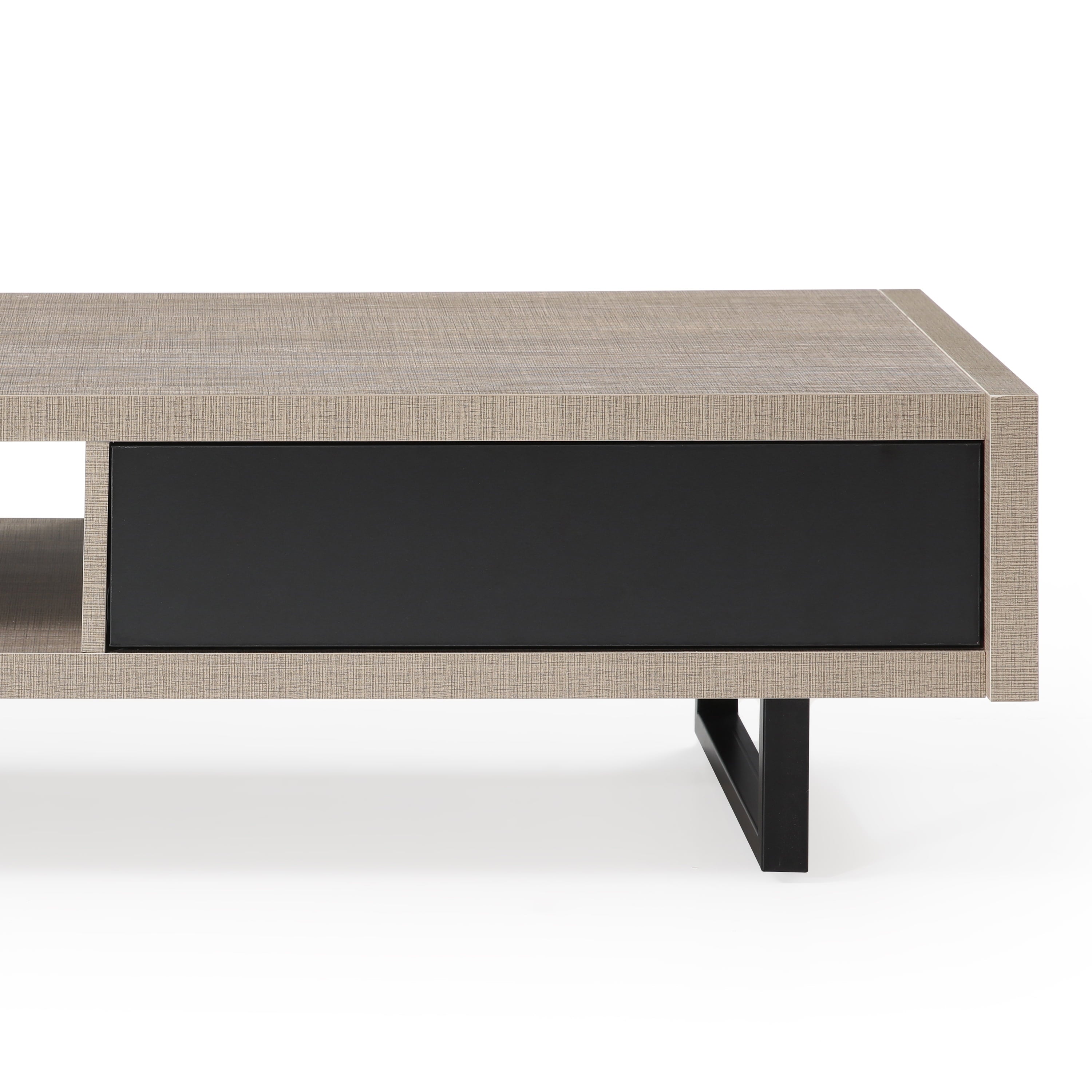 MF Studio Modern Glass Top Geometric Coffee Table, Black