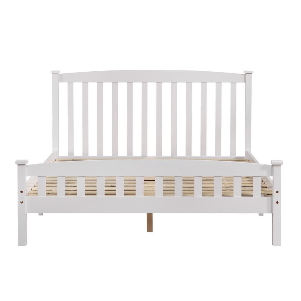 Ktaxon Vertical Wood Bed Frame for Bedroom with Headboard and Footboard White Full Size