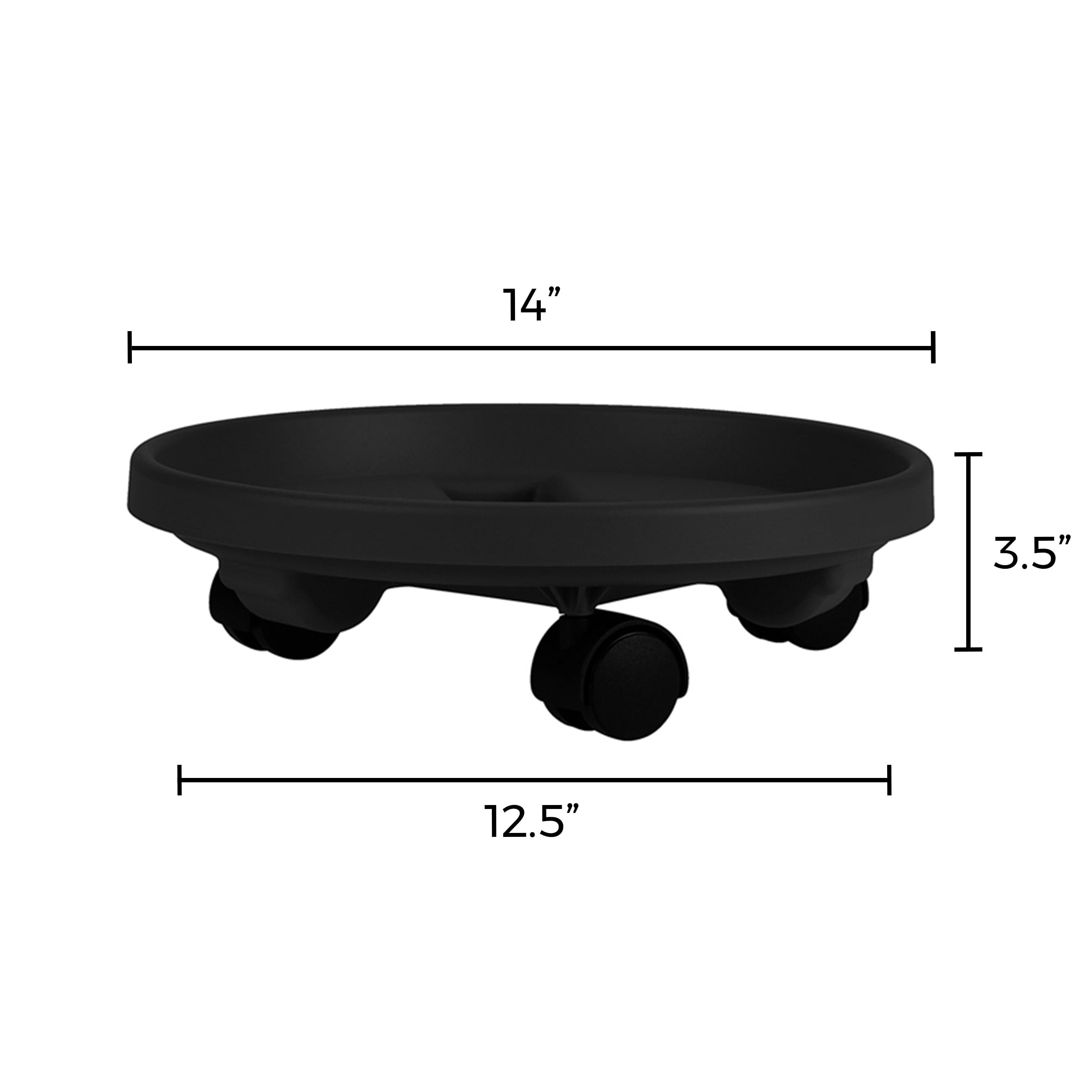 Bloem 14-in Round Planter Caddy With Wheels - Black - 100 lb Capacity