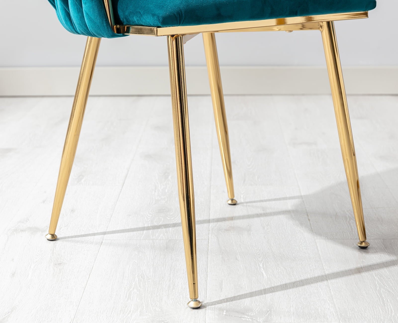 Guyou Velvet Dining Chair Set of 2, Modern Upholstered Accent Side Chair with Woven Back and Metal Legs, Vanity Chair Kitchen Chair for Living Room Dining Room Bedroom, Teal Green