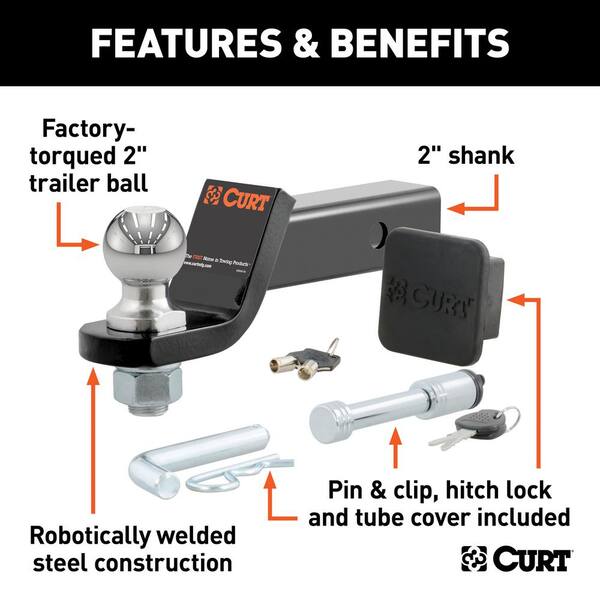 7,500 lbs. 2 in. Drop Trailer Hitch Ball Mount Draw Bar Towing Starter Kit with 2 in. Ball (2 in. Shank)