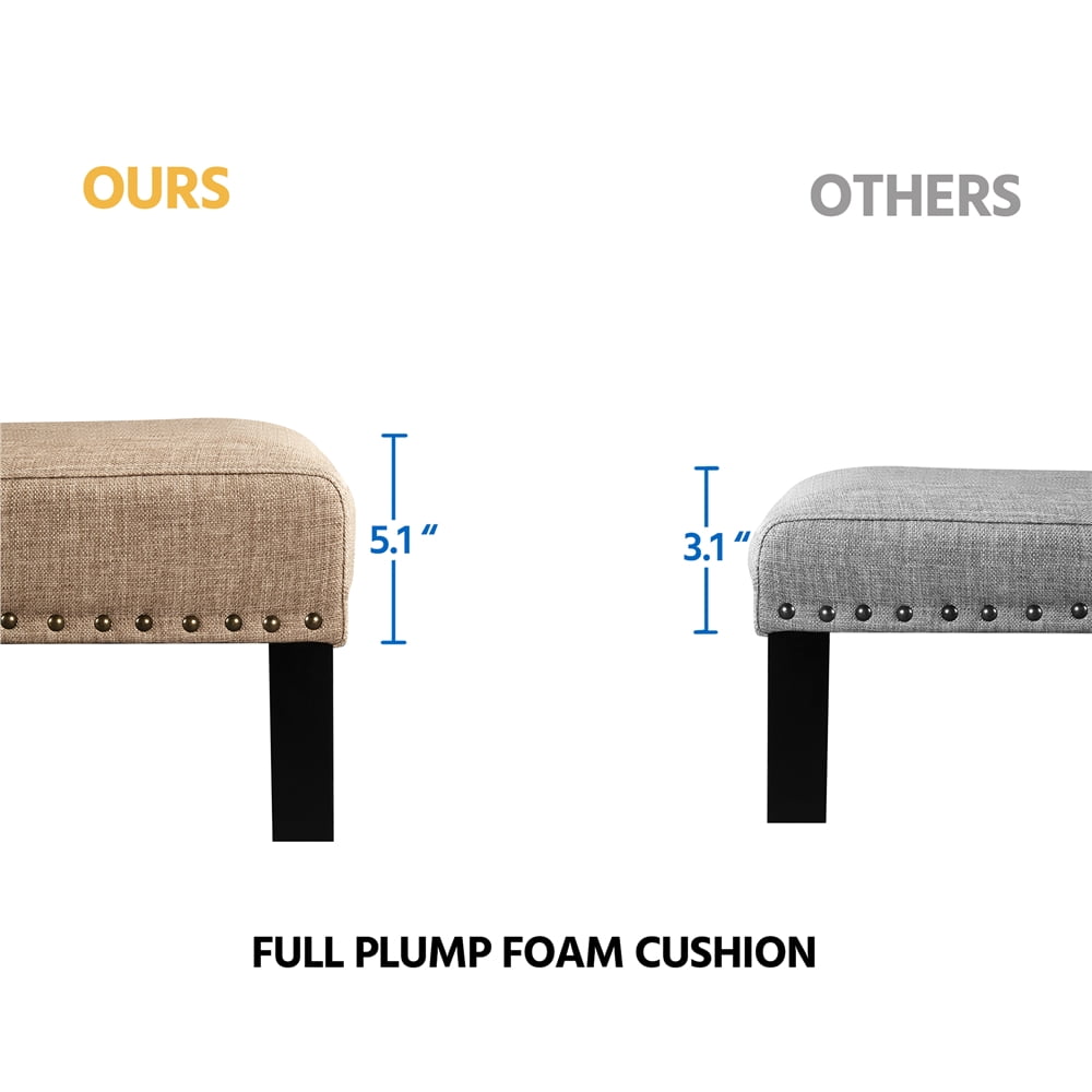 Smile Mart Tufted High Back Dining Chair with Solid Wood Legs, Set of 2, Khaki