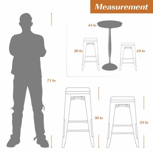 30 Inches 4 Metal Bar Stools Stackable High Backless Lightweight Rubber Feet