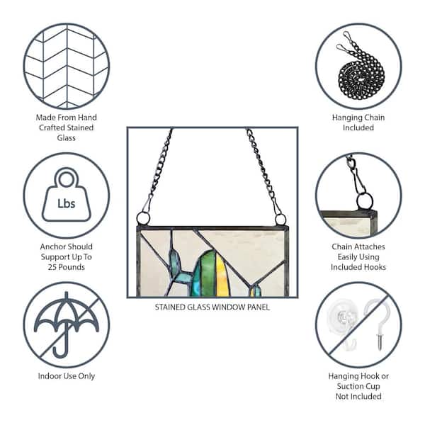 Purple Crazy Cat Stained Glass Window Panel