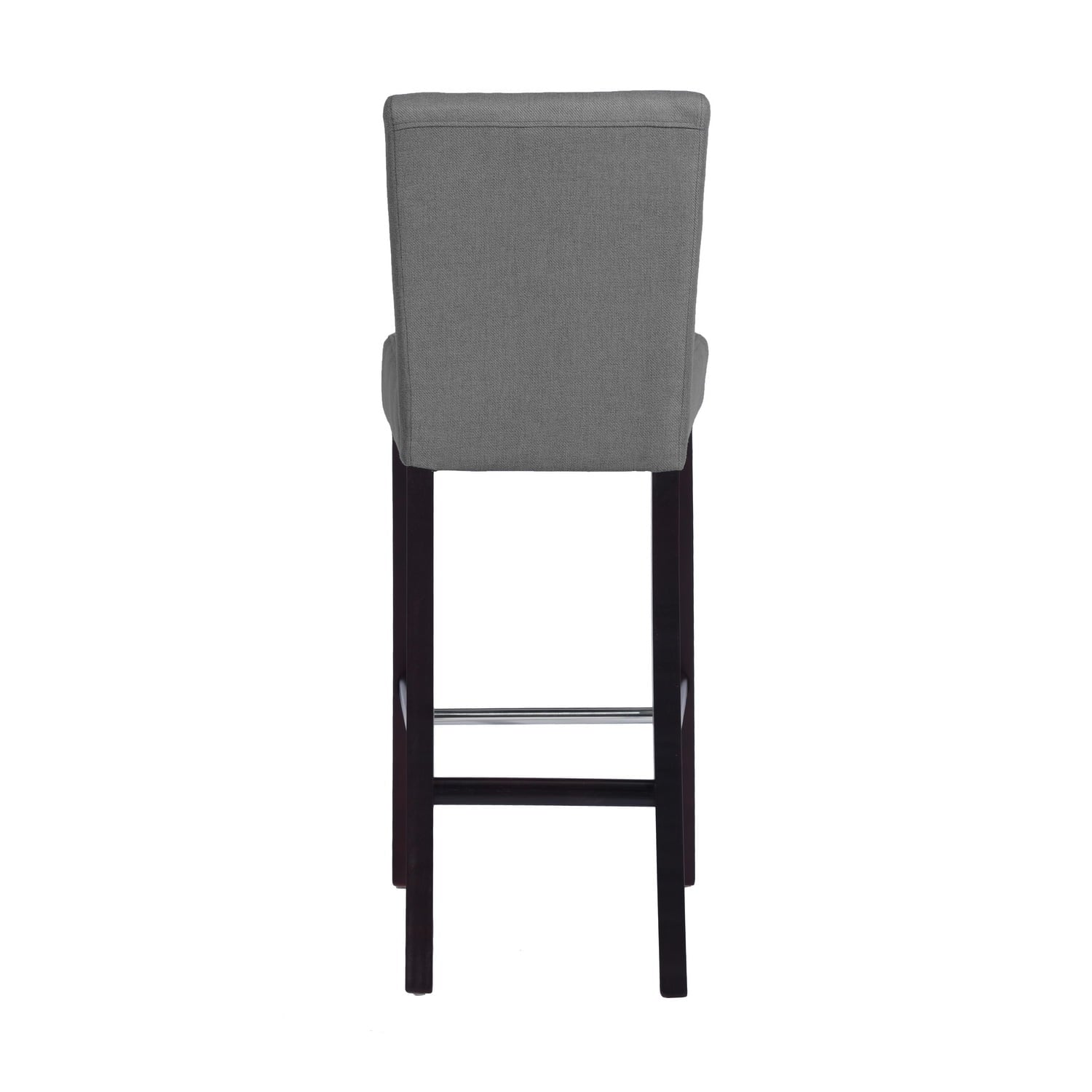 Homy Casa Set of 2 Bar Stools 28'' Upholstered Kitchen Breakfast Chairs Nailhead Bar Stools Full Back & Wood Legs, Gray