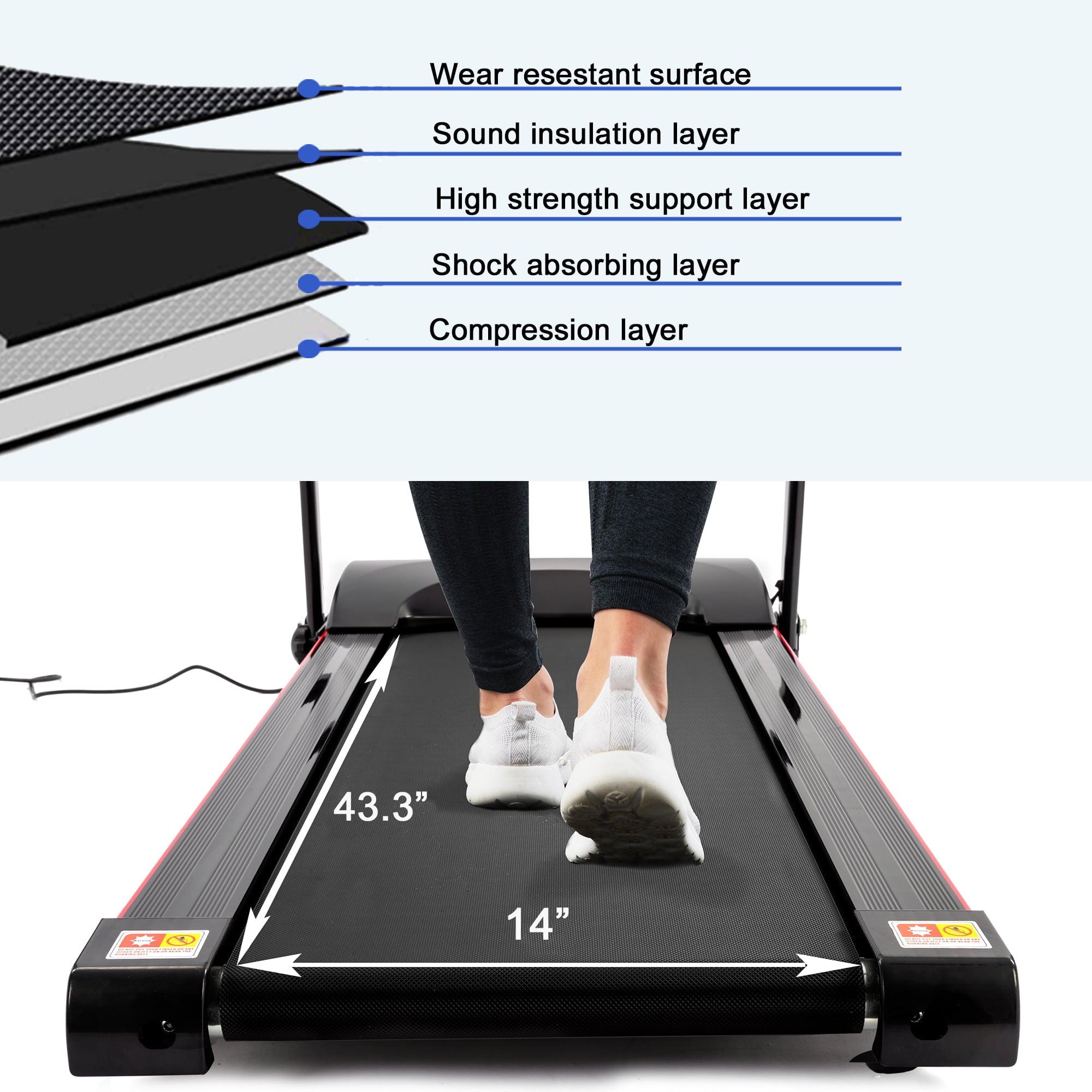 QILLIINN Electric Treadmill 2.5 HP Home Folding Treadmill with LCD Display, 12 Preset Programs Treadmill - 220 lbs.