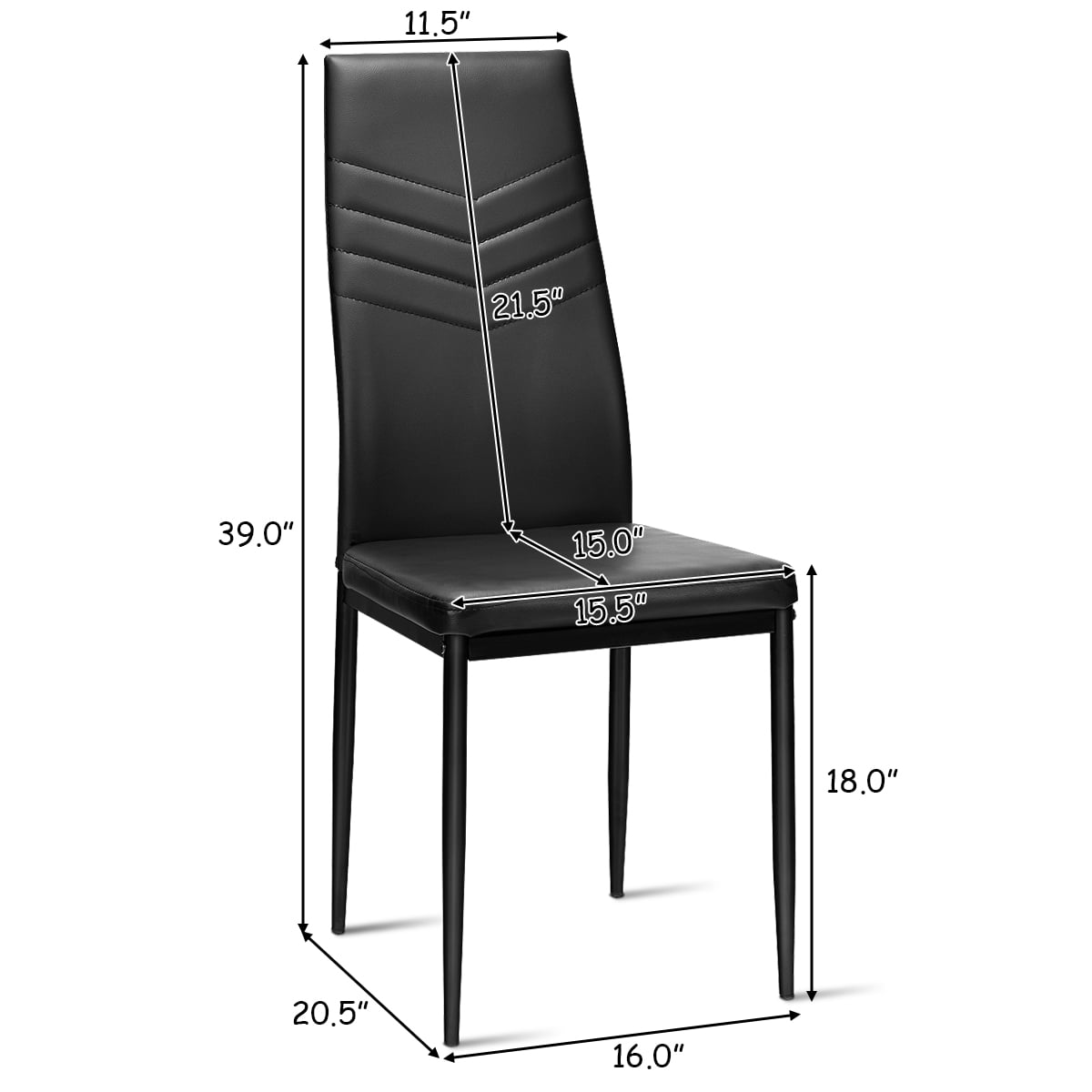 Topbuy Kitchen Set of 4 Dining Chair PVC Leather Metal Base High Back