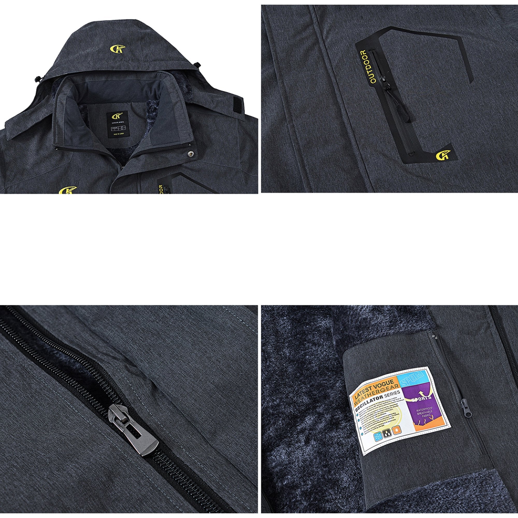 YuKaiChen Mens Waterproof Ski Snowboard Jacket Windproof Winter Mountain Snow Coat Cation Darkgray L