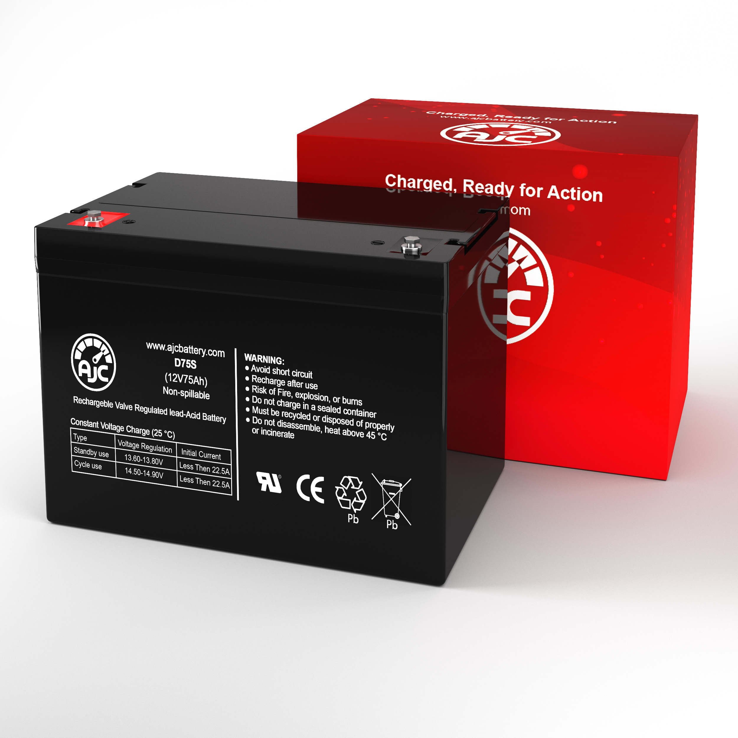 Universal Power Group UB-12750-24B2 12V 75Ah Sealed Lead Acid Battery - This Is an AJC Brand Replacement