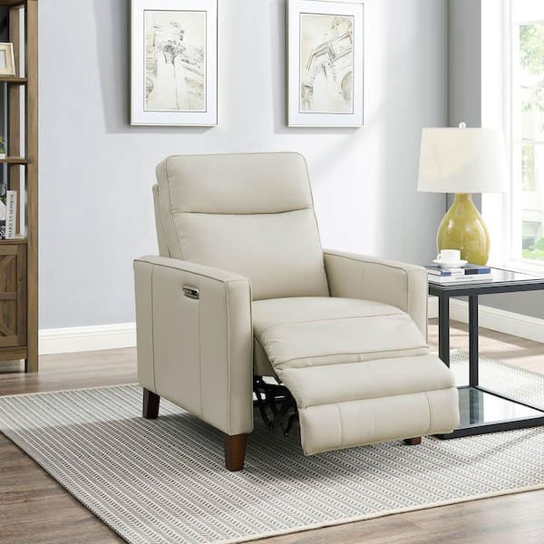 Ashby Vanilla Full Top Grain Leather Zero Gravity Recliner with Power Headrest