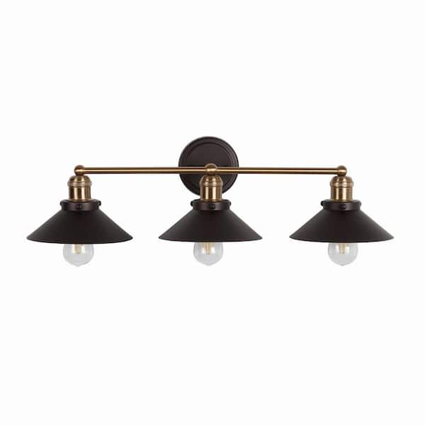 July 26.5 in. 3-Light Oil Rubbed Bronze/Brass Gold Metal Vanity Light
