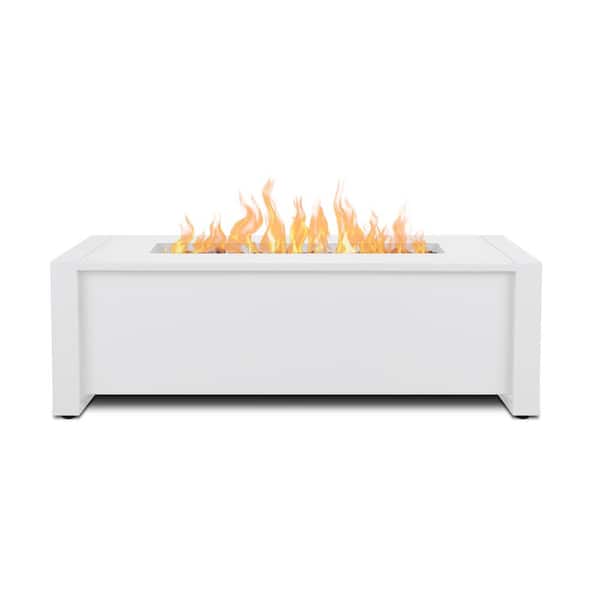 Keenan 42 in. L x 24 in. W Outdoor Aluminum Propane Fire Table with Protective Cover in White