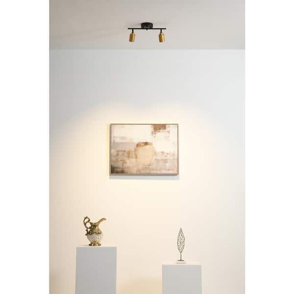 Modern 1 ft. 2 Head-Light, Gold, Integrated LED Fixed Track, Lighting Kit with Rotating Heads