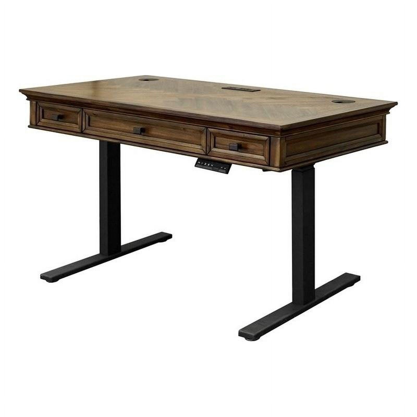 Martin Furniture Wood Electronic Sit Stand Desk Standing Desk in Brown