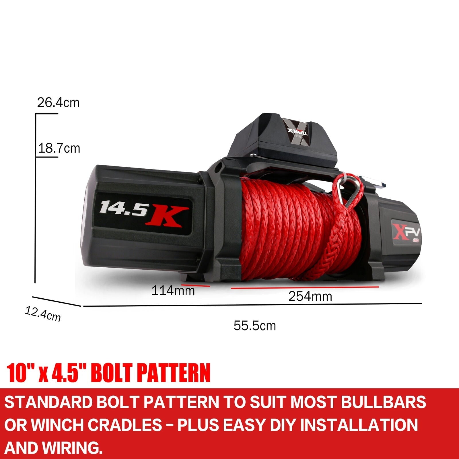 X-BULL Electric Winch XPV 14500LBS  12V Winch Synthetic Rope SUV Jeep Truck Towing 4WD Off-Road
