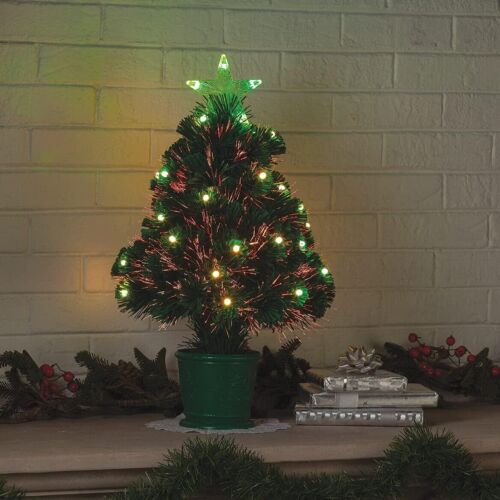 2-Ft Pre-Lit Fiber Optic Christmas Tree Colorful LED Lights Holiday Home Decor