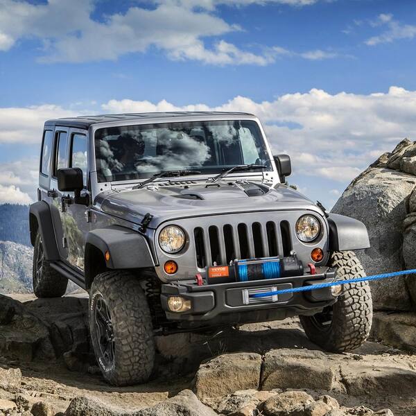 Electric Winch 8000 lbs. Load Capacity 85 ft. Nylon Rope ATV Winch with Wireless Handheld Remote and Hawse Fairlead