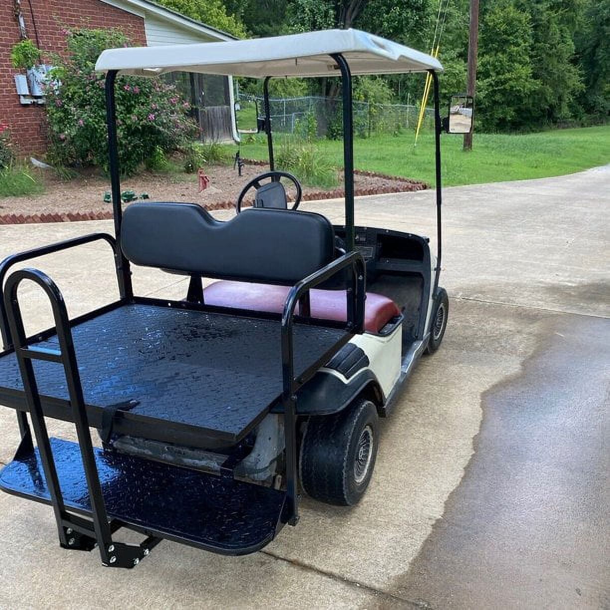 Kojem Black Flip Folding Rear Back Seat Kit & Safety Grab Bar Compatible with 1995-Up EZGO TXT Golf Cart