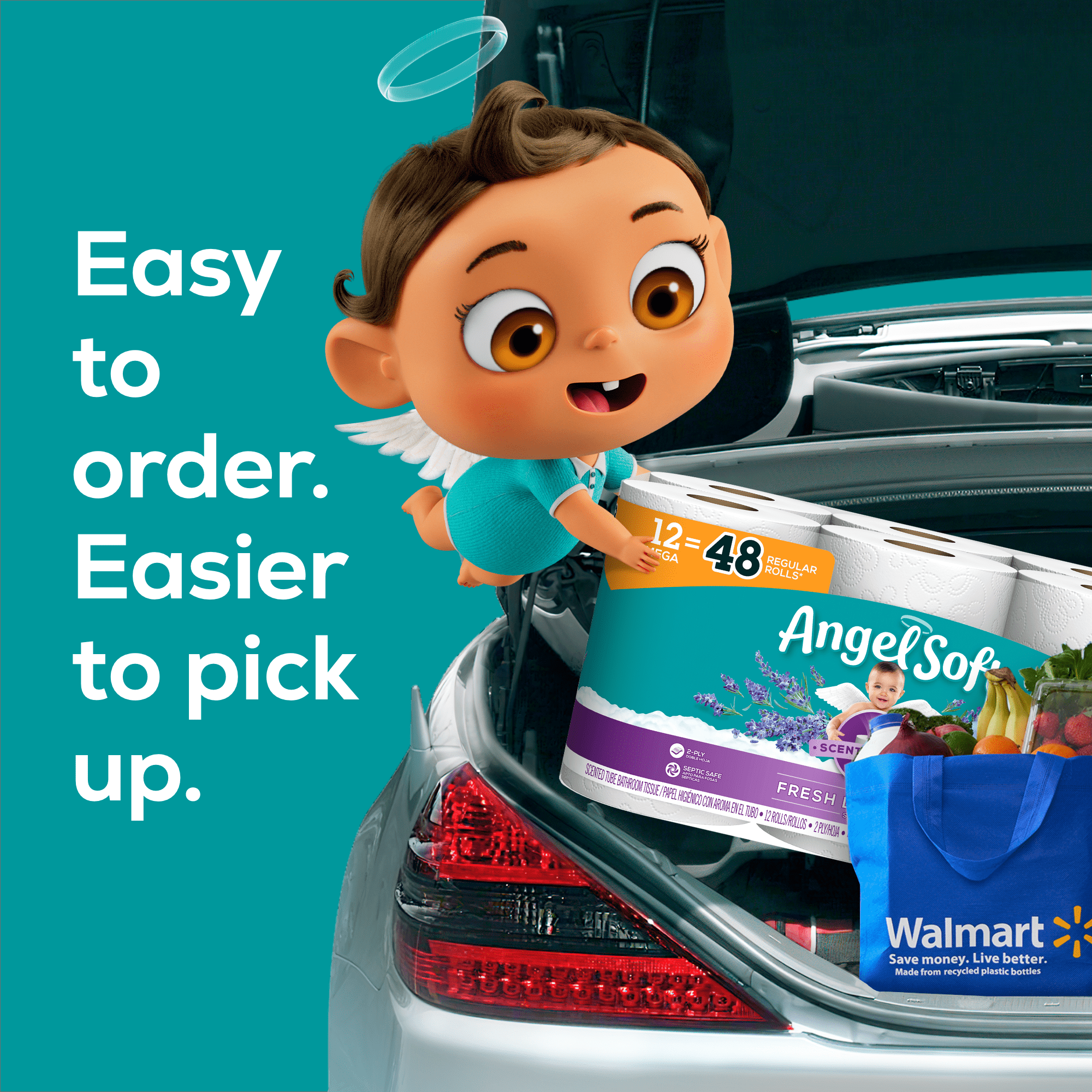 Angel Soft Toilet Paper with Fresh Lavender Scented Tube, 12 Mega Rolls