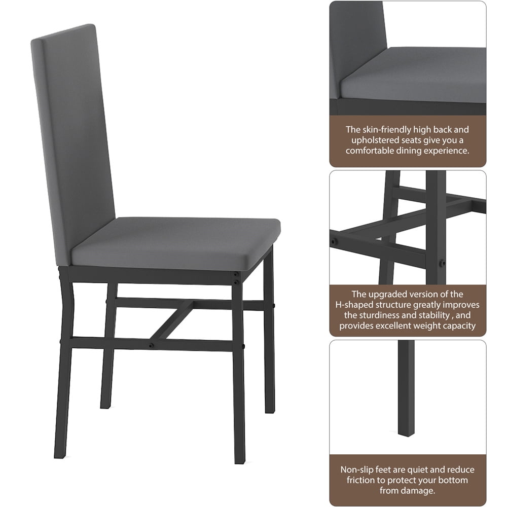 5 Piece Dining Room Table Set, Modern Dining Table Sets with Gray Velvet Upholstered Chairs for 4, Faux Marble Pattern Rectangle Kitchen Table Set for Bar Living RoomBreakfast NookSmall Space, L802