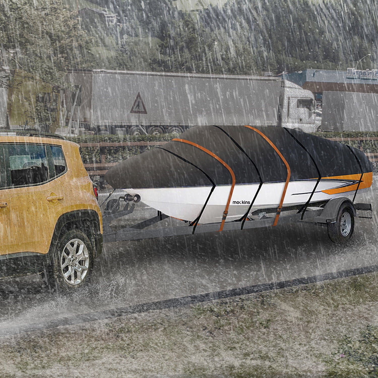 Mockins Waterproof and UV Resistant Trailerable Boat Cover - 17' - 19' x 98