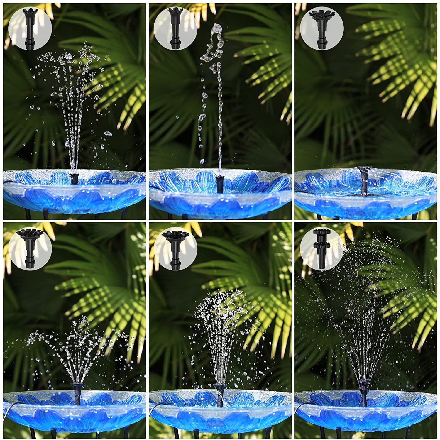 AISITIN 3.5W Solar Fountain Pump, DIY Outdoor Solar Water Pump with Multiple Nozzles,4.9ft Water Pipe and Stake，Solar Powered Pump for Bird Bath, Ponds, Garden and Other Outdoor Places