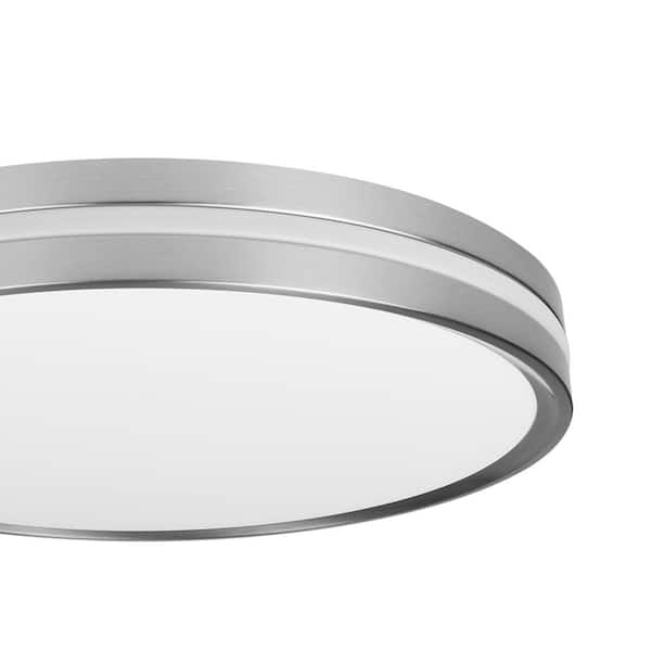 Ashburrow 15 in. Light Brushed Nickel Adjustable CCT Integrated LED Flush Mount with Night Light
