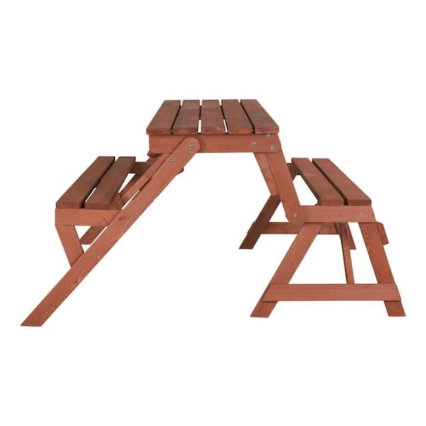 55 in. x 58 in. x 30 in. Cedar Folding Picnic Patio Table and Bench