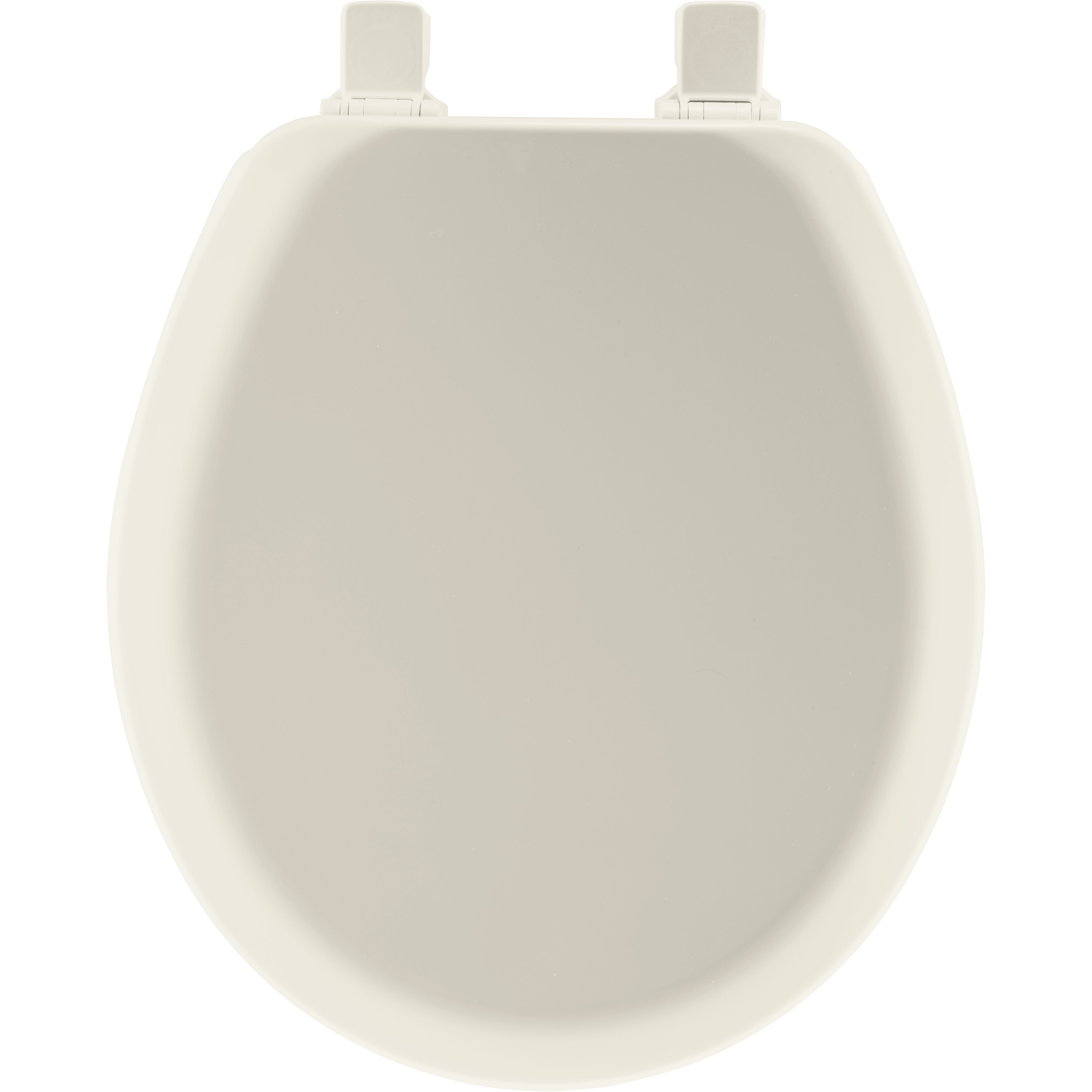 Mayfair Lift off Round Enameled Wood Toilet Seat in Biscuit with STA-TITE