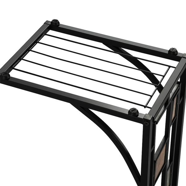 Easyfashion Traditional C Shaped Wood and Metal End Table, Brown/Black