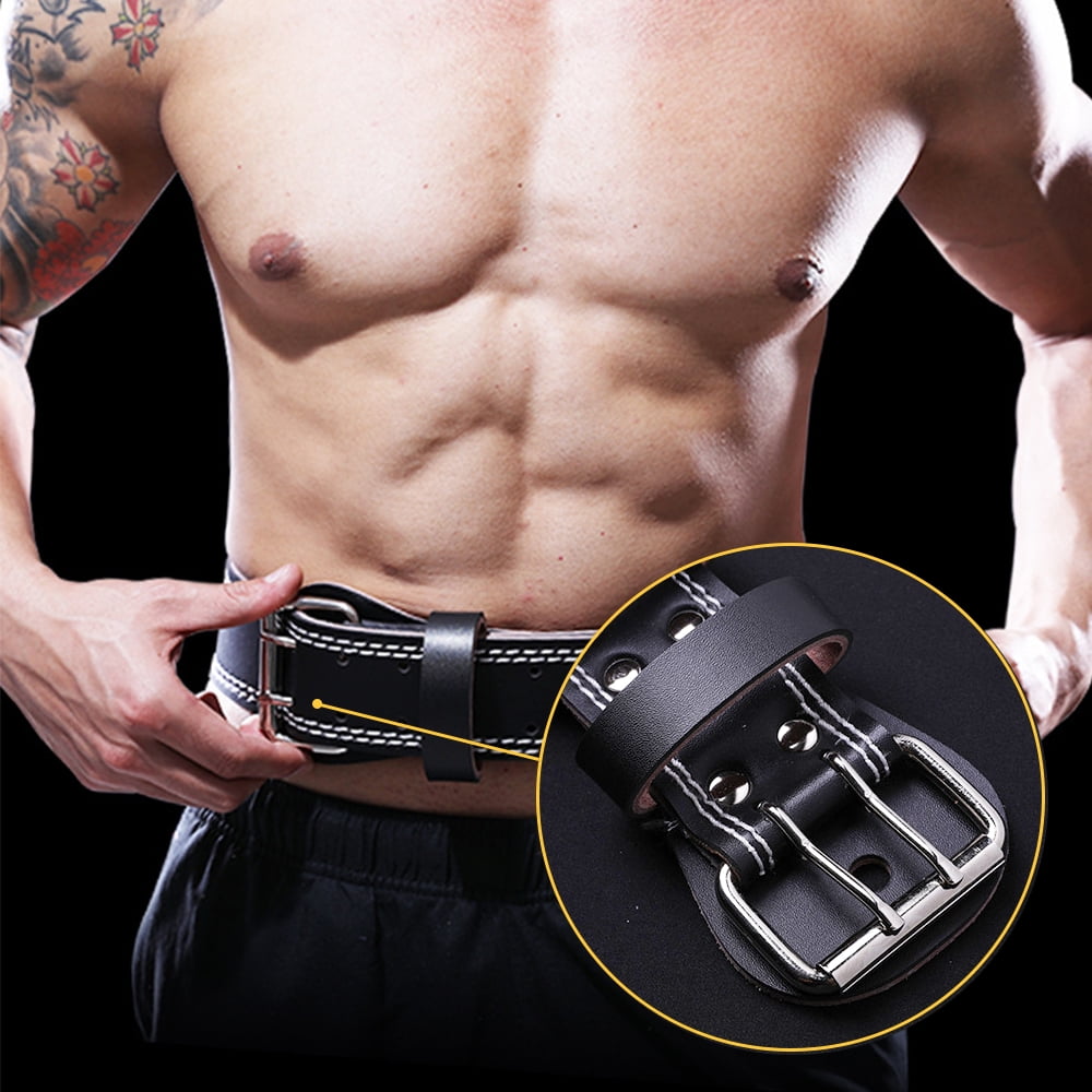 🦾Genuine Leather Weight Lifting Belt - Adjustable  with 6” Padded Lumbar Back Support  for Gym Weight Belt Lumbar Back Support Powerlifting Weightlifting Heavy Duty Workout Training,Size M
