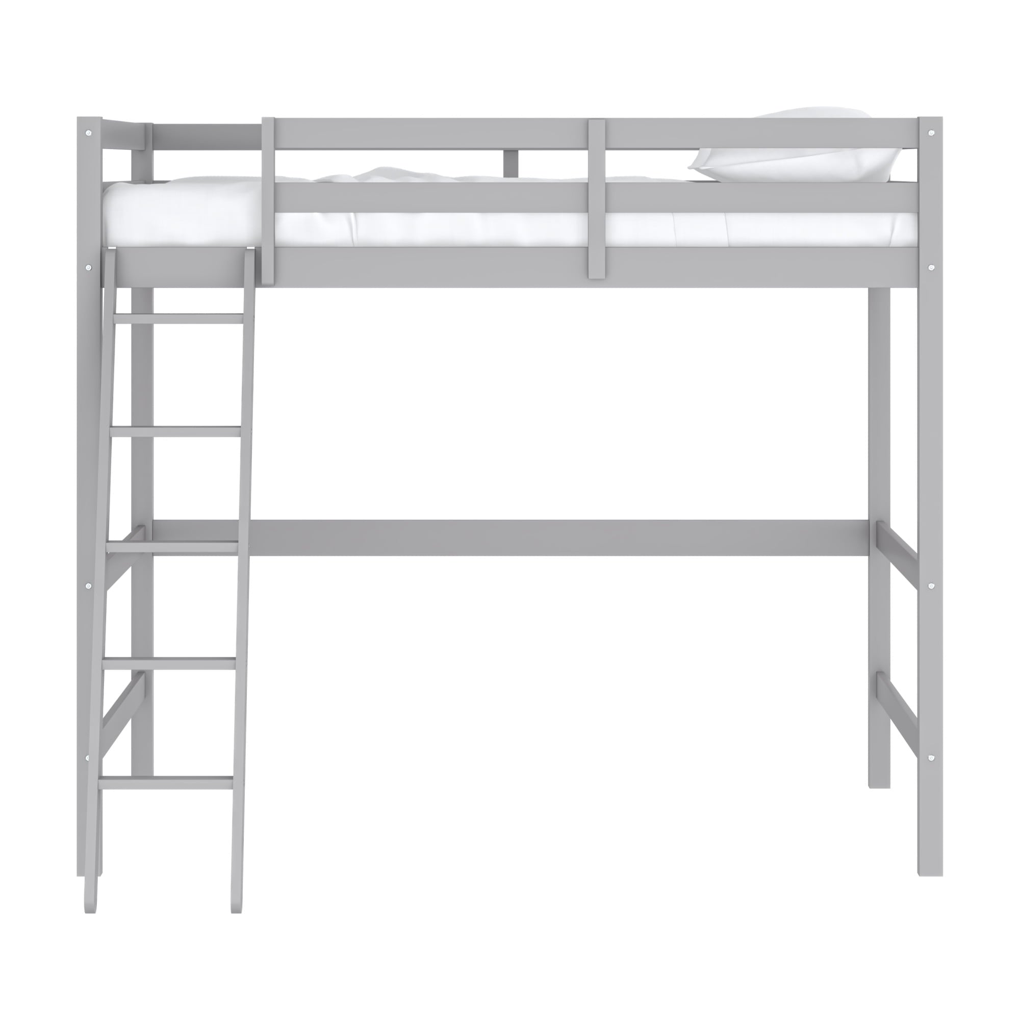 Hillsdale Campbell Wood Full Loft Bunk Bed with Ladder, up to 350 lbs Capacity, Gray