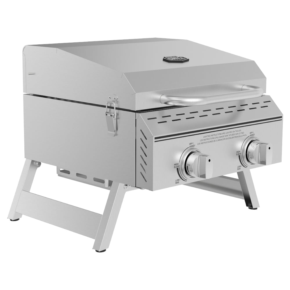 Expert Grill 2 Burner Tabletop Propane Gas Grill, Stainless Steel