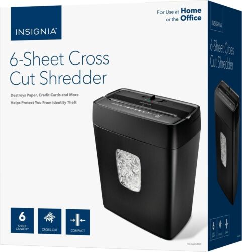 NEW INSIGNIA 6-Sheet Cross-Cut Compact Shredder NS-S6CCBK2 BLACK *SEALED*