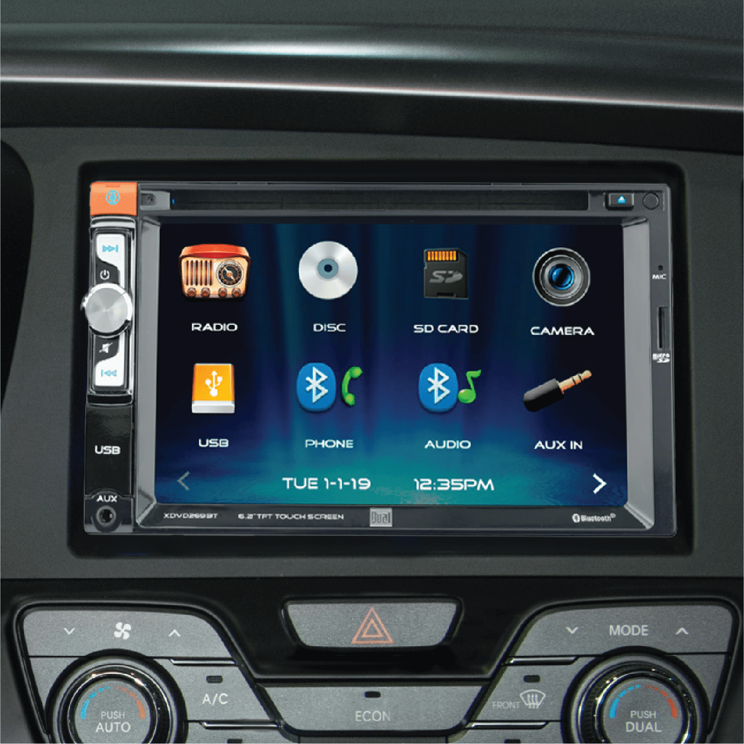 Dual Electronics XDVD269BT 6.2 Inch, Car Stereo Head Unit, Double DIN with CD/DVD