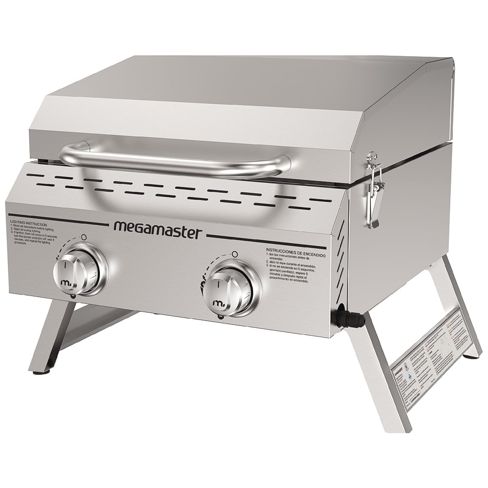 Megamaster Stainless Steel 2-Burner Flat Top Propane Gas Grill