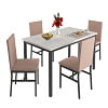 5 Piece Dining Set, Modern Dining Table and Chairs Set for 4, Kitchen Counter Height Dining Table Set with 4 Upholstered Chairs, for Small Space, Breakfast Nook, D7157