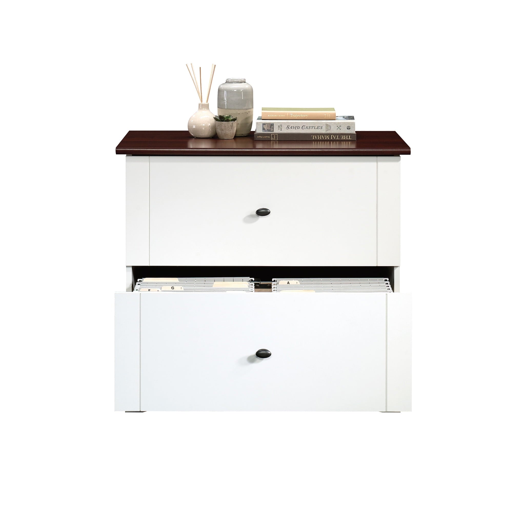Sauder Lateral File Cabinet with Cherry Accent, Soft White Finish